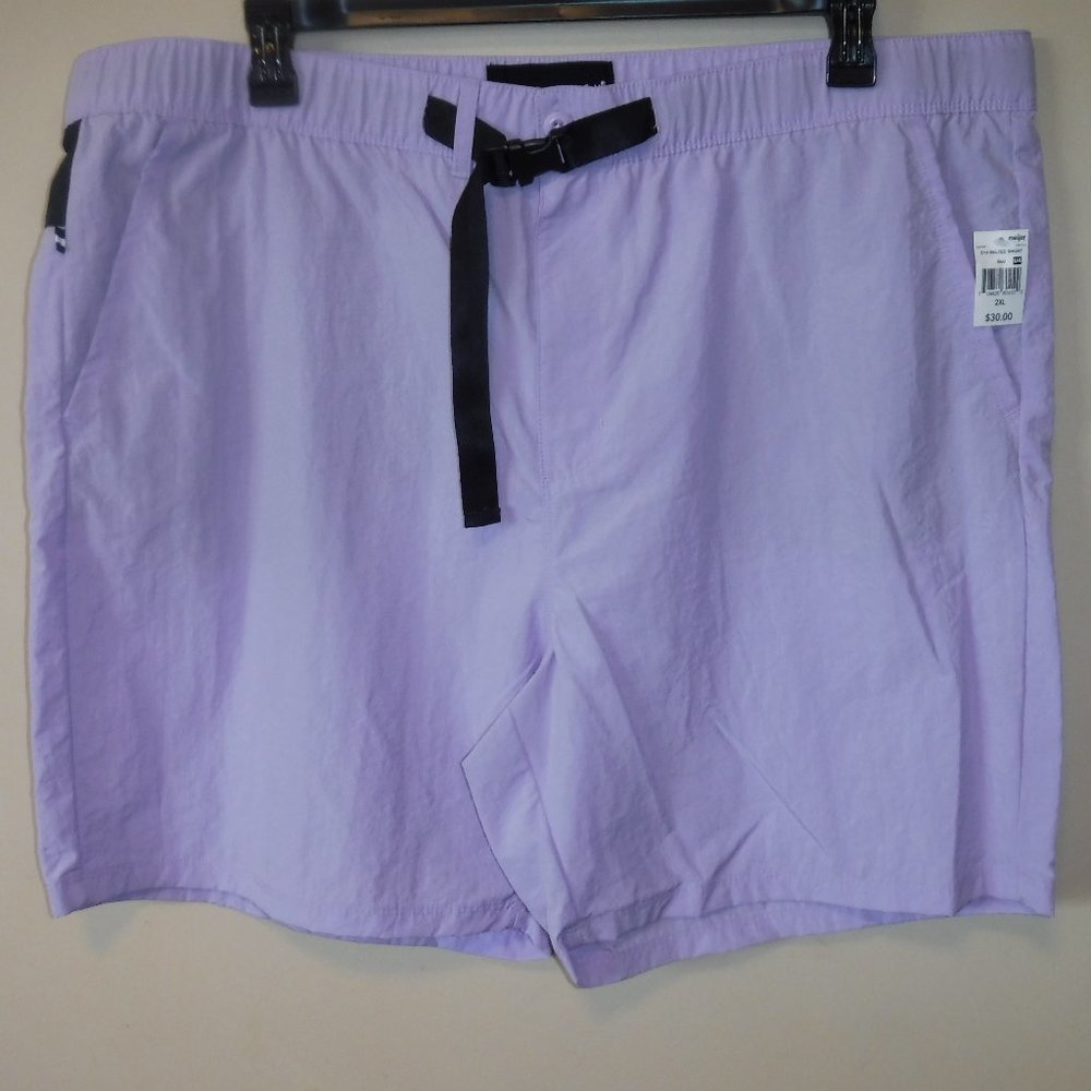 NWT Edgar + Ash Lilac Purple Belted Outdoor Fast Dry Nylon Shorts Mens sz 2XL